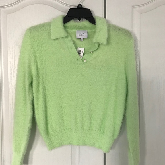 J.O.A. Pale green collared eyelash sweater- medium - Picture 2 of 8